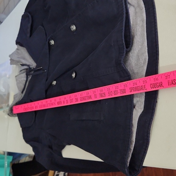 Hei Hei Womens Jacket Size L Navy Blue Heather Gray Sailor Anchor Cropped Trench - Picture 4 of 13